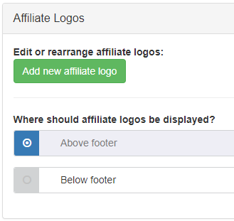 Affiliate logo controls