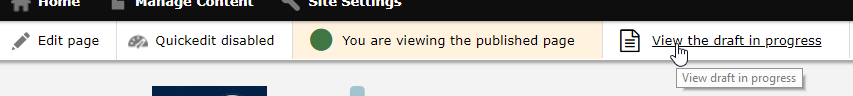 View draft link in the page editing menu