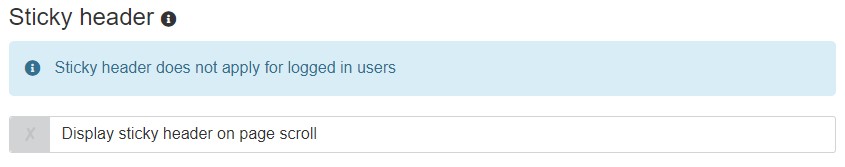 Screenshot of Sticky header in Site Settings showing option to display