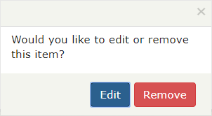 Edit remove item modal