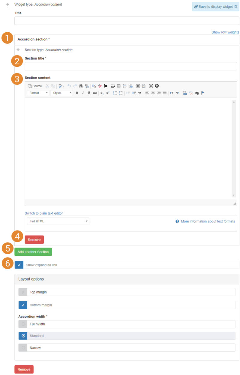accordion widget user interface