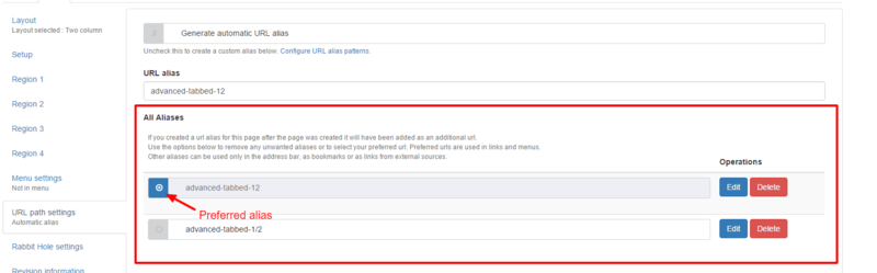 URL alias management