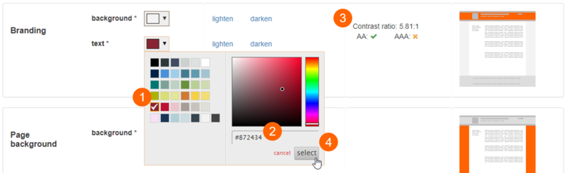 Advanced colour settings