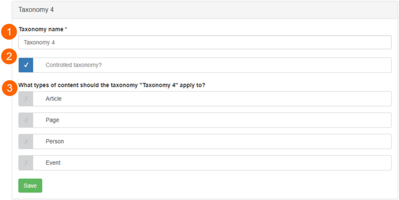Create new taxonomy configuration