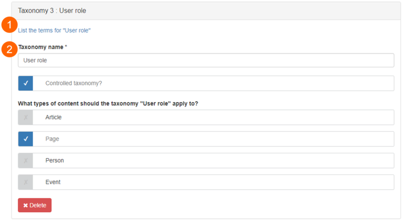 Current custom taxonomy