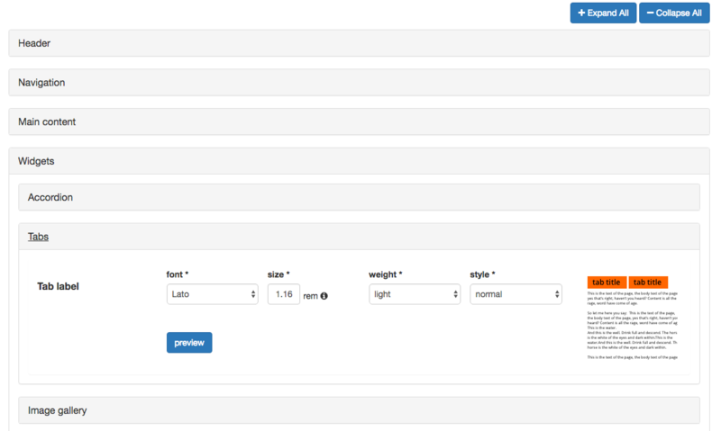 font management advanced categories expanded