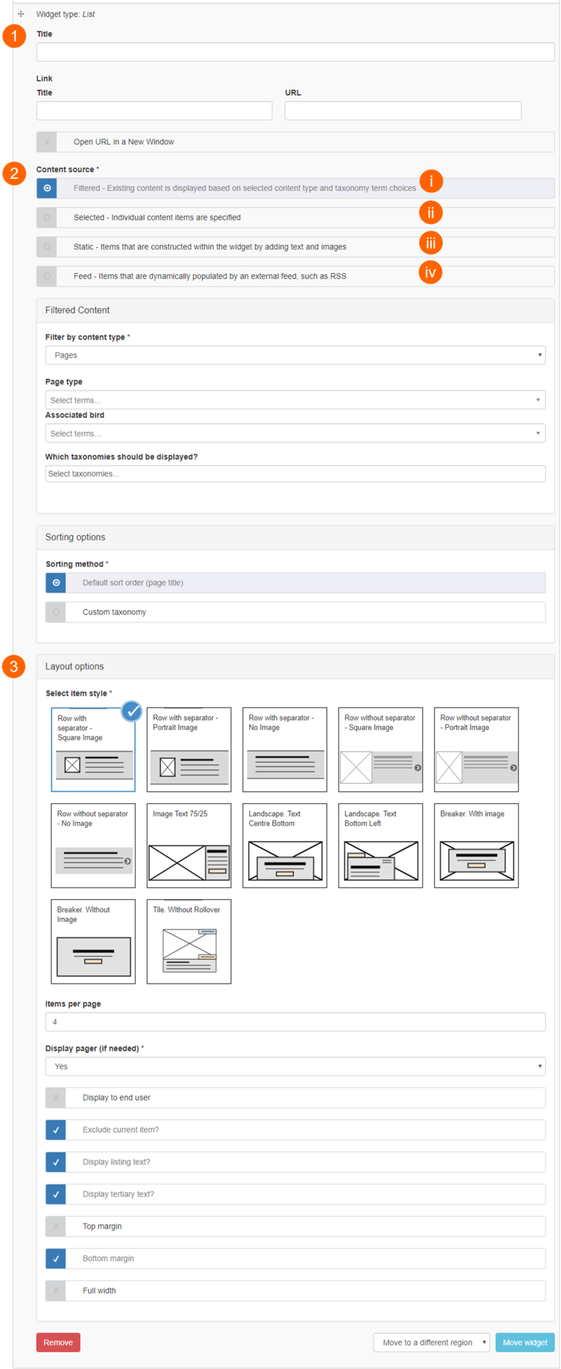 list listing editing screen