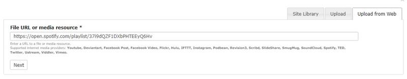 screenshot of upload from web insert file url field