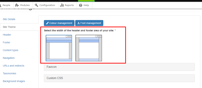 Site width toggle setting